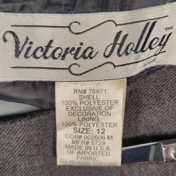 Vintage Victoria Holley Floral Sheath Dress 10 Gray Embroidered Lined USA - Picture 4 of 11